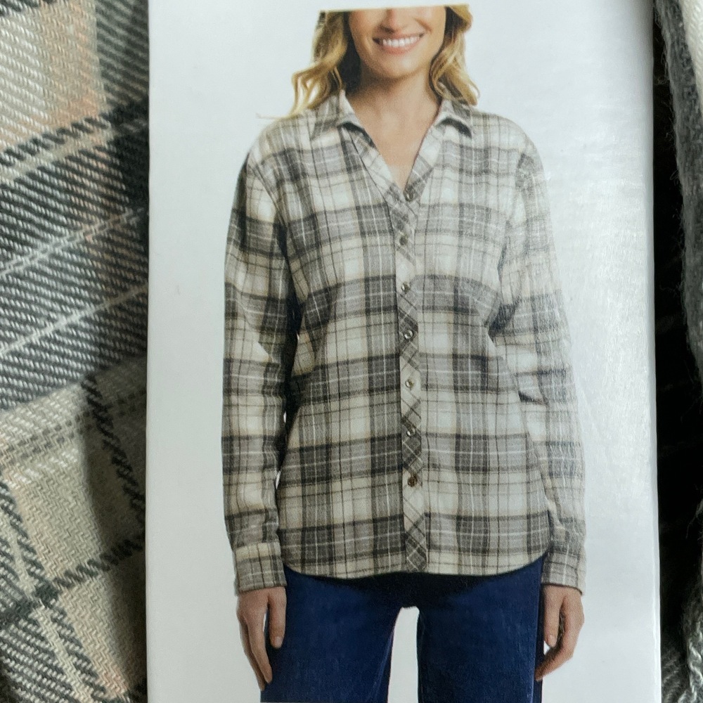 Weatherproof Vintage Women's L Plaid Blouse Green d1307